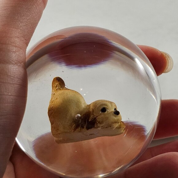 Hagen Renaker Cocker Spaniel Puppy Figurine Sulfide Marble Paperweight Art Glass - Picture 5 of 9